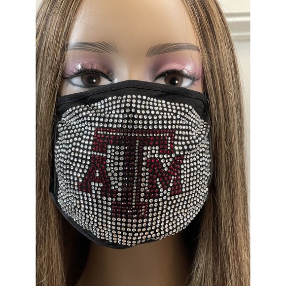 Texas A & M University Aggies Bling Rhinestone Face Mask - Picture 12 of 16